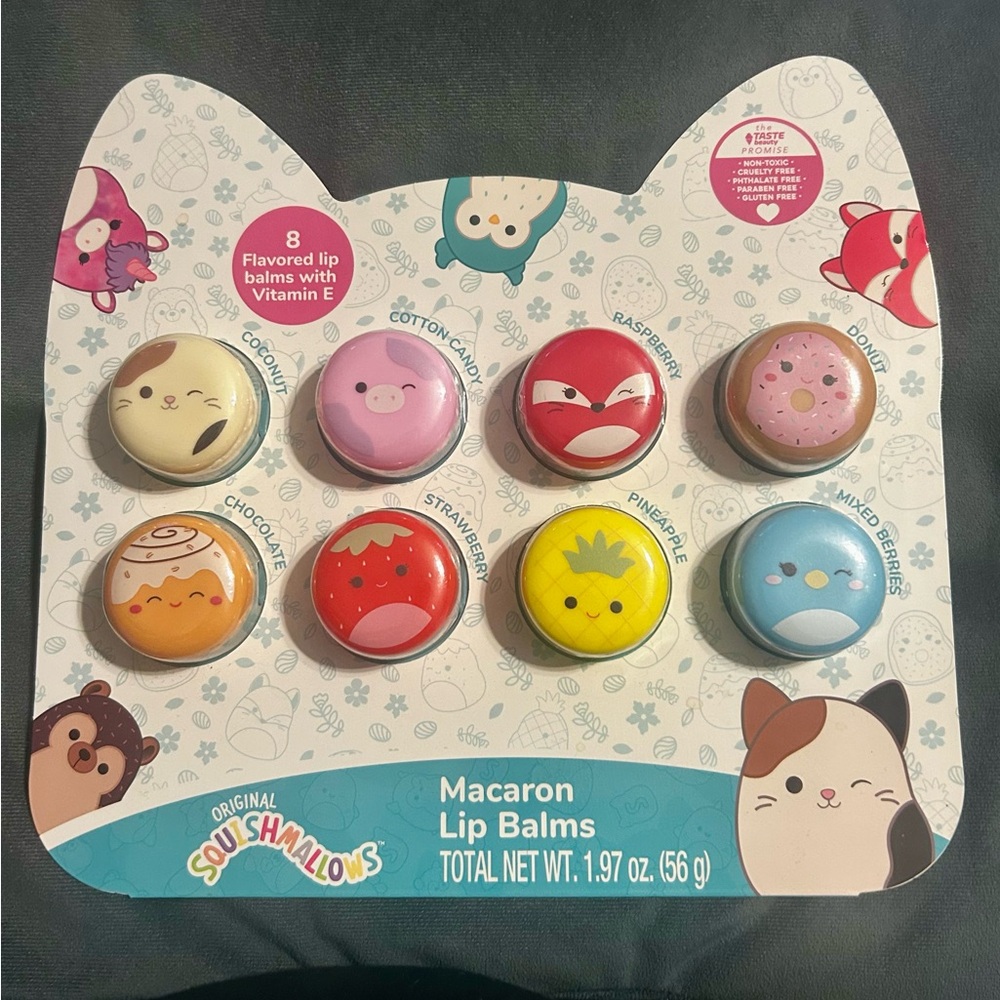 Squishmallows Macaron Lip Balms - 8 Flavored Lip Balms. Great for Christmas!!